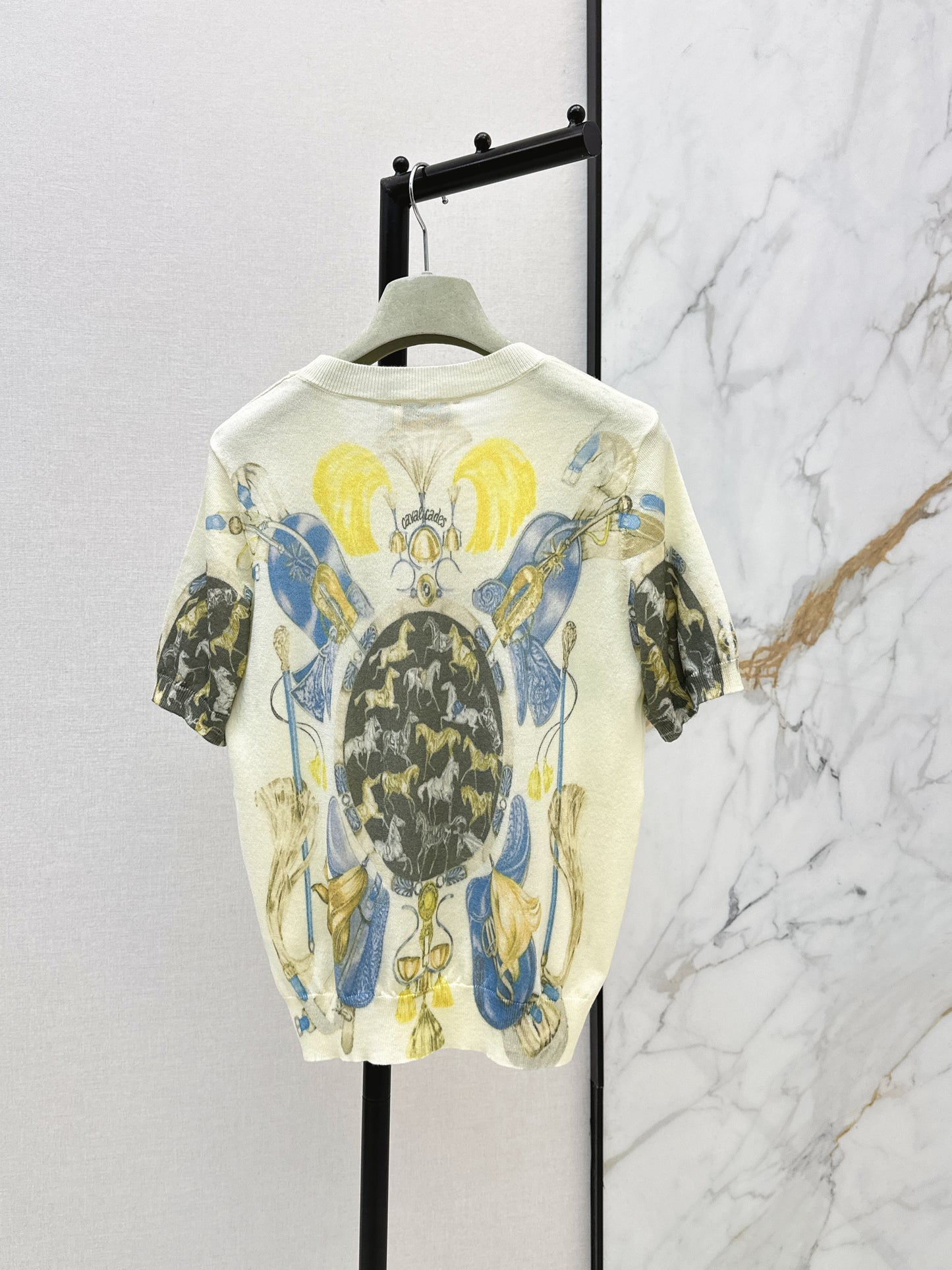 26ss Oil painting pattern knit T-shirt