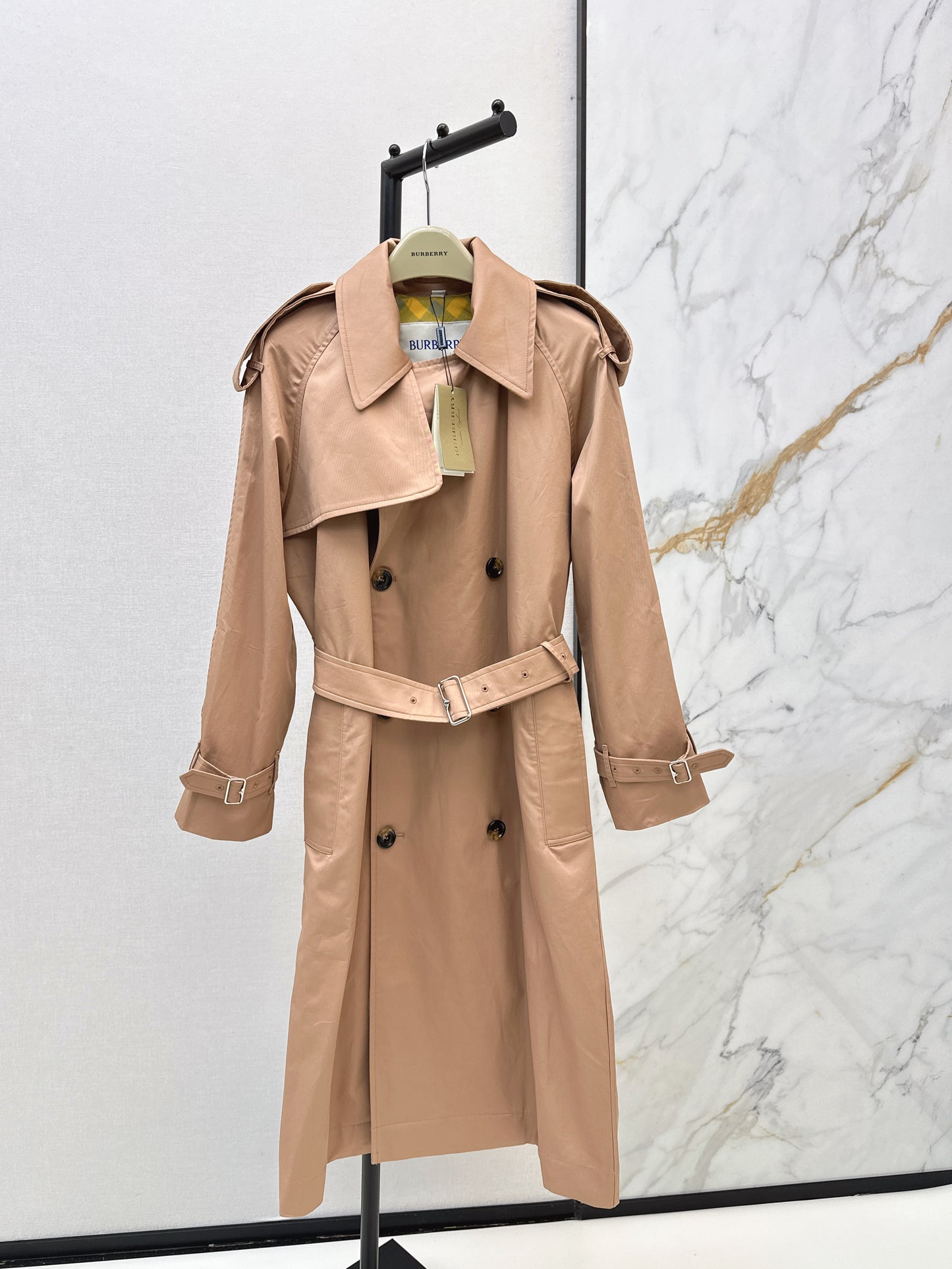 26ss Plaid-lined trench coat