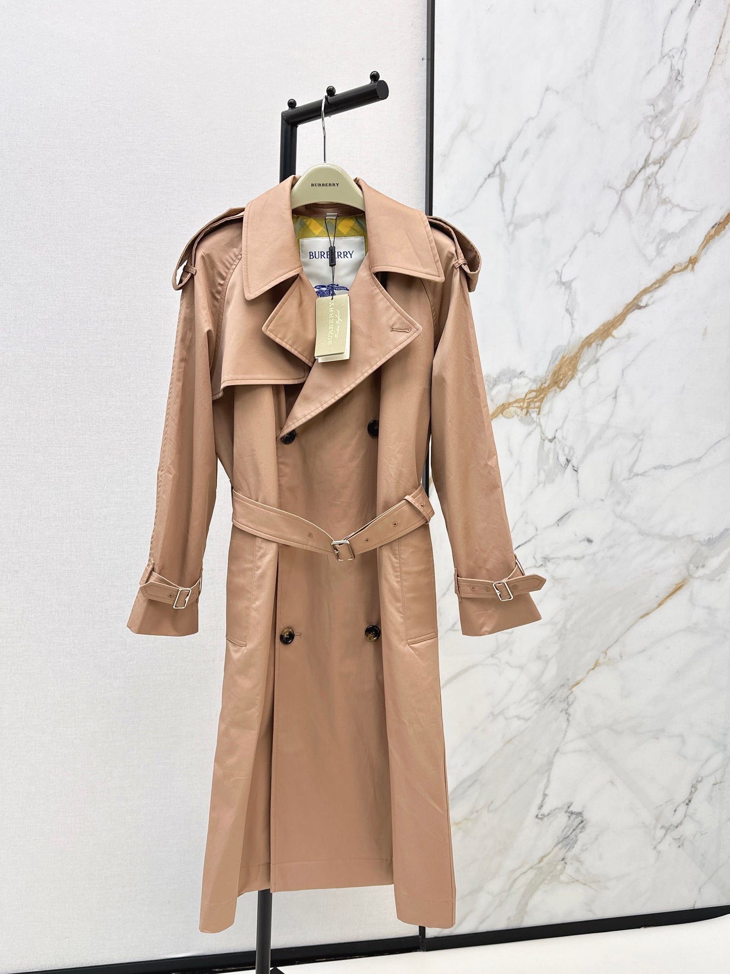 26ss Plaid-lined trench coat
