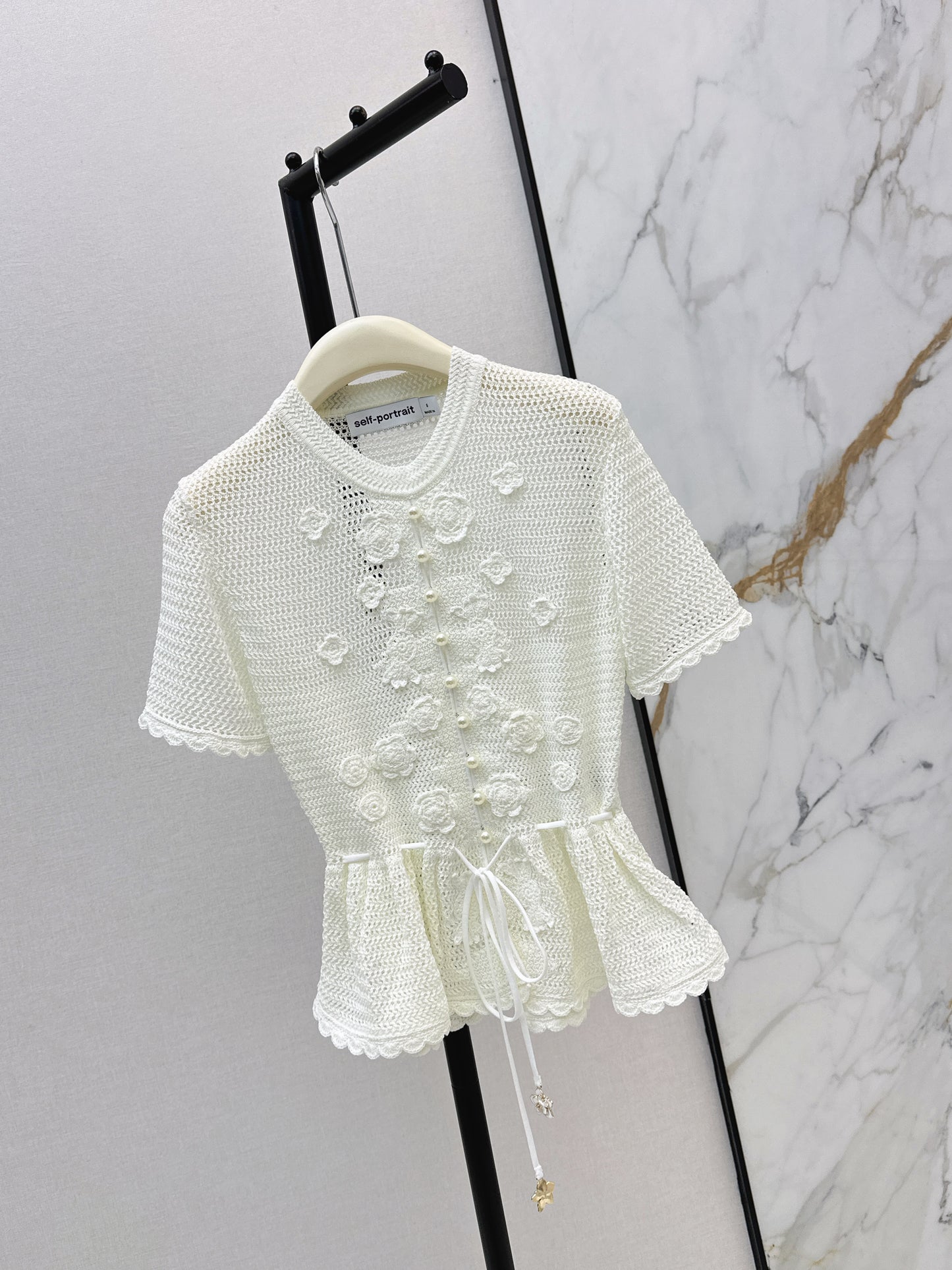 26ss Floral Pearl Button T-Shirt