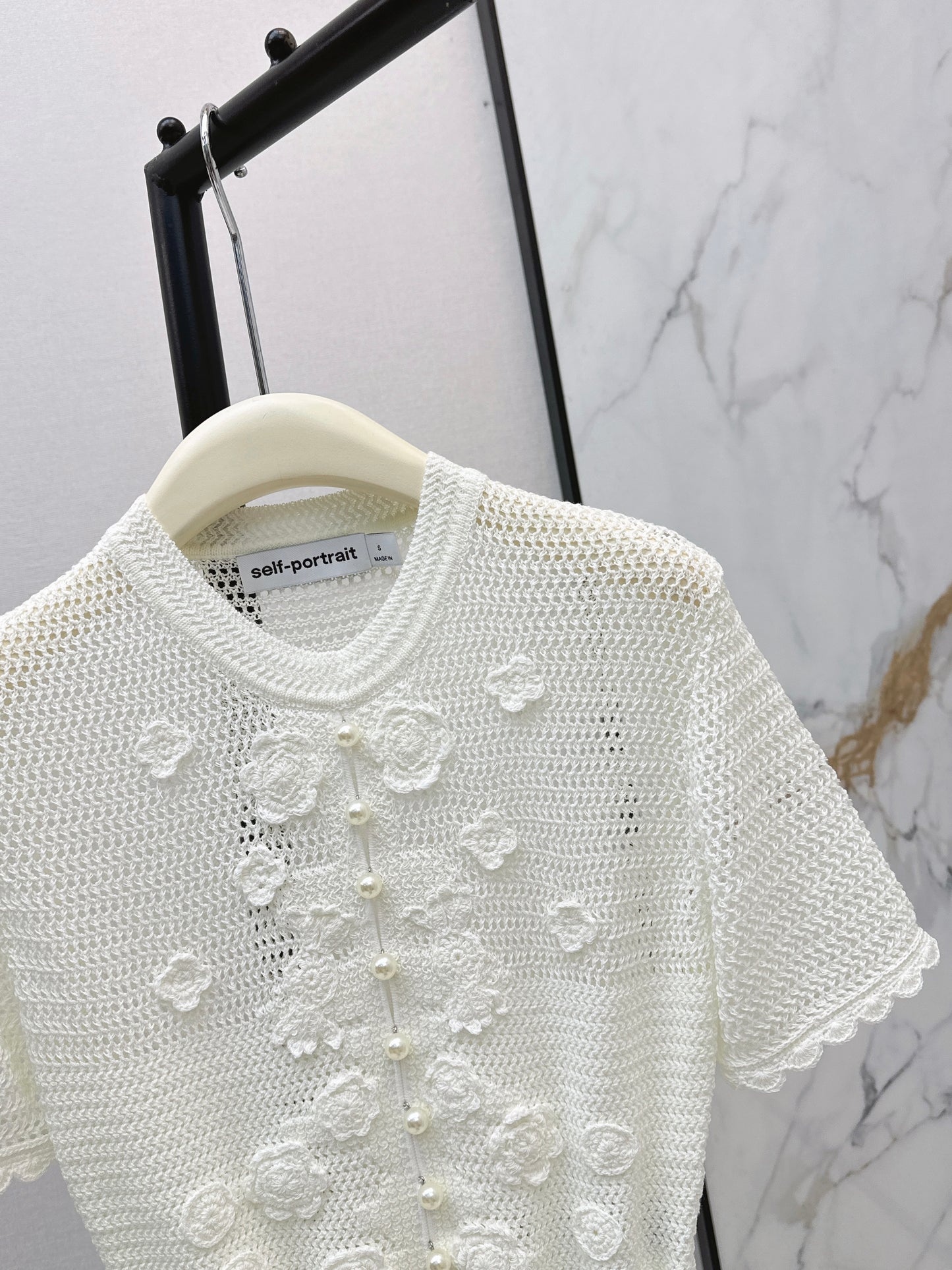 26ss Floral Pearl Button T-Shirt
