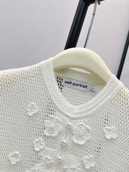 26ss Floral Pearl Button T-Shirt