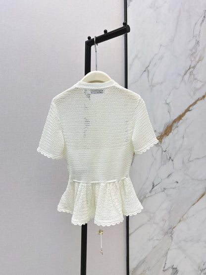 26ss Floral Pearl Button T-Shirt