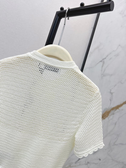 26ss Floral Pearl Button T-Shirt