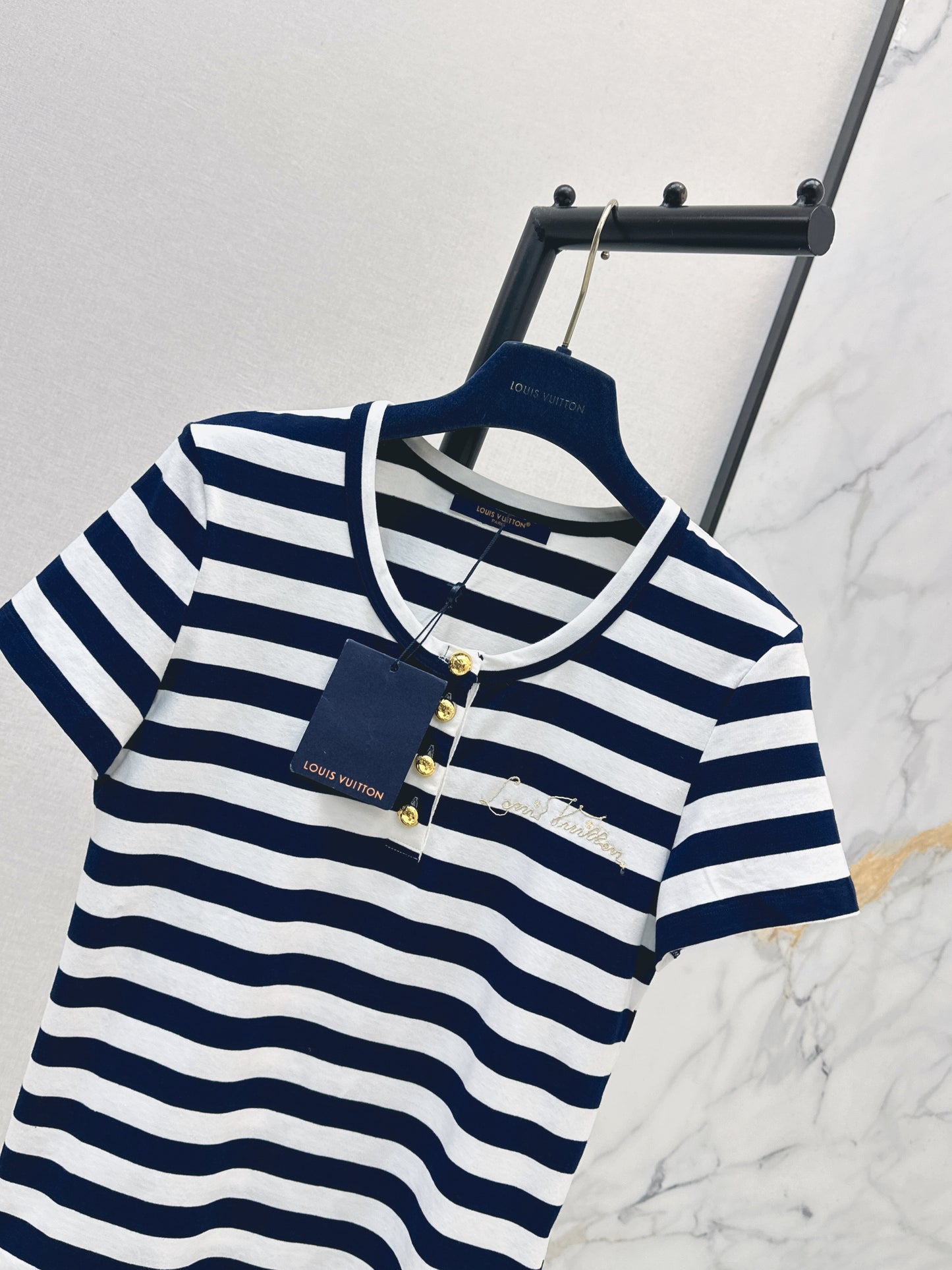 26ss Striped U-neck T-shirt