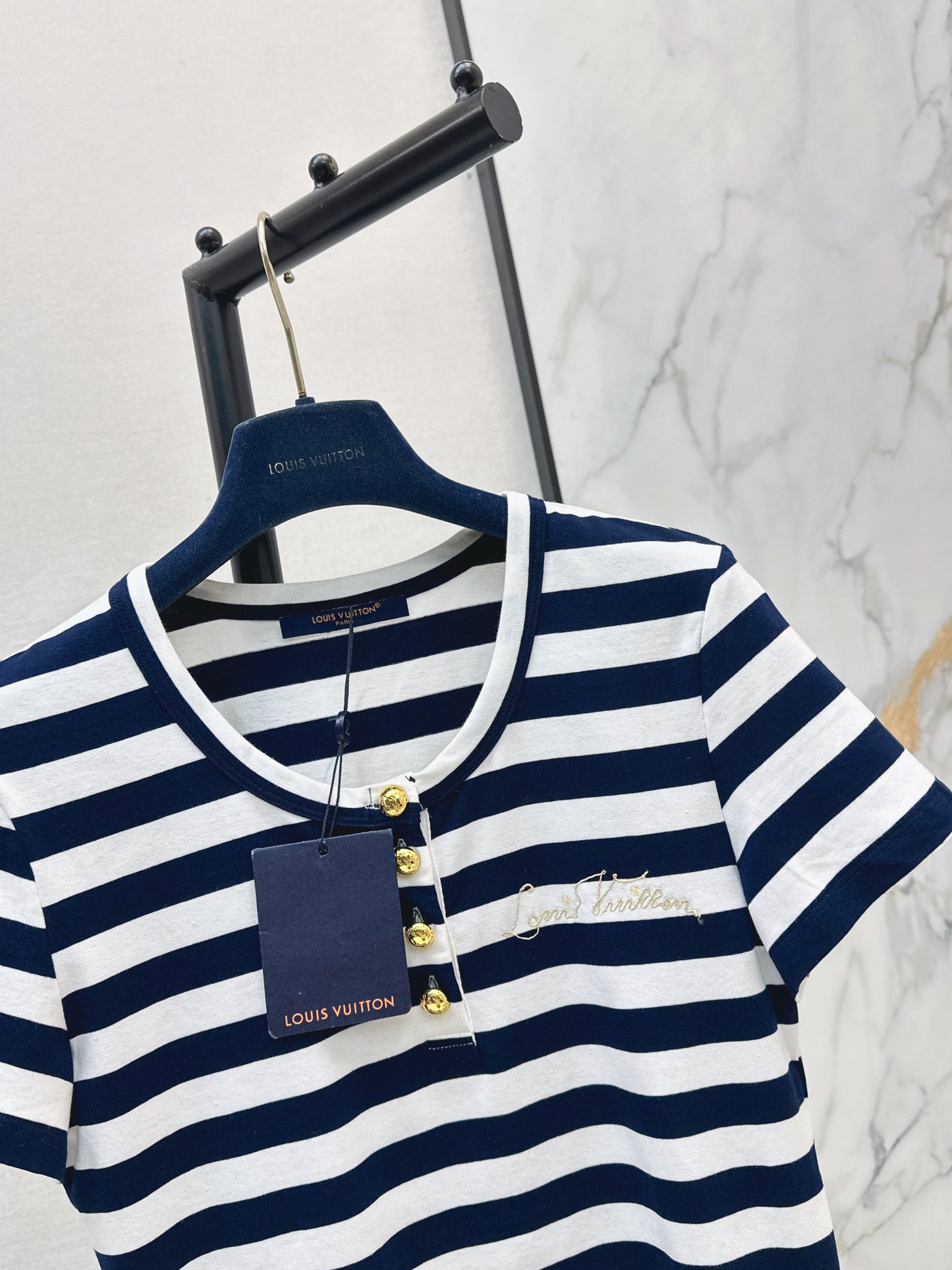 26ss Striped U-neck T-shirt