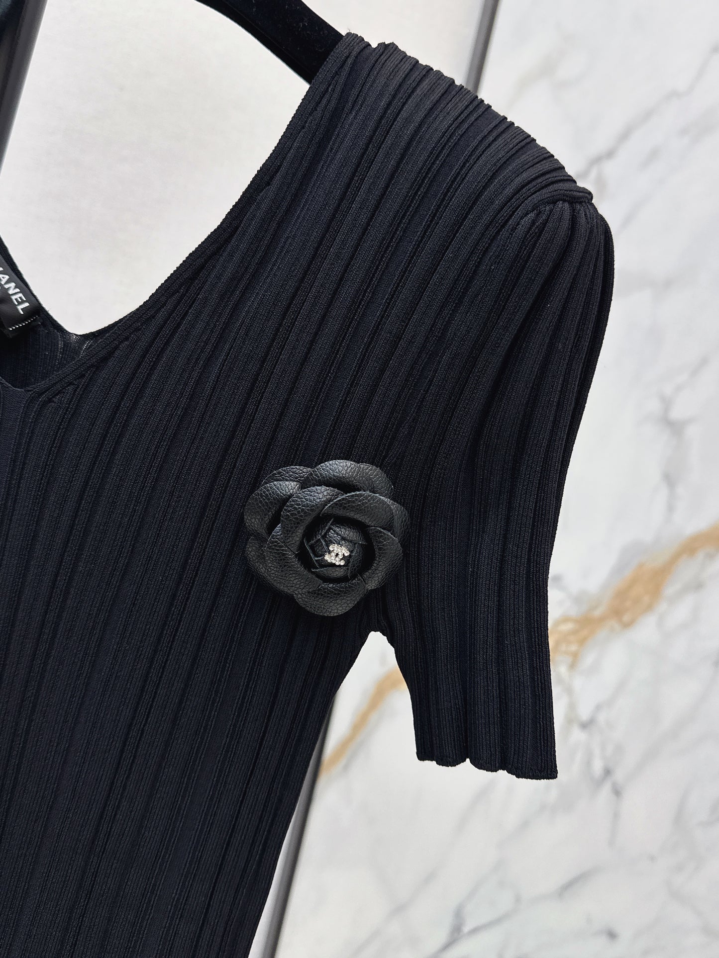 26ss Patchwork Style Long V-Neck Dress