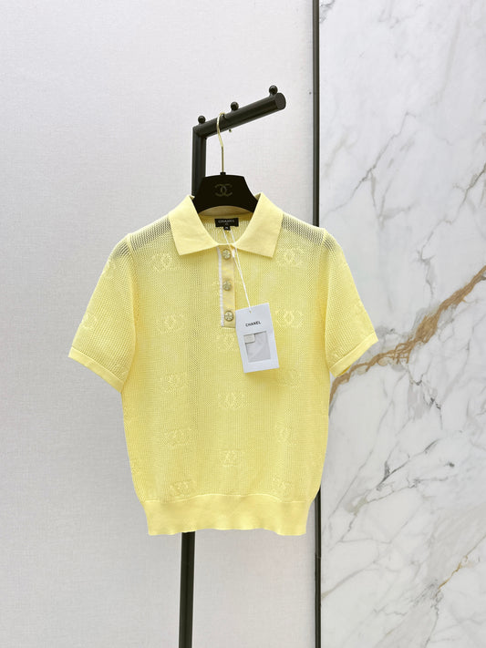 26ss Jacquard Logo Hollow Short Sleeve