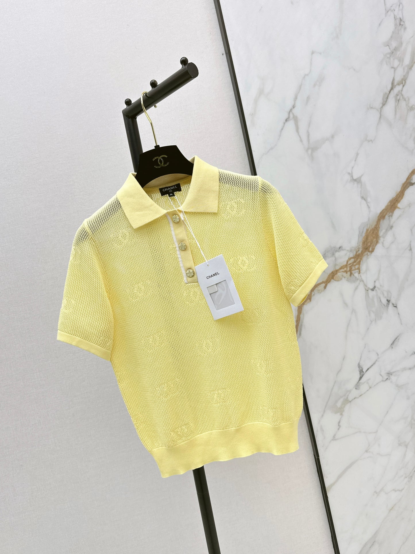 26ss Jacquard Logo Hollow Short Sleeve