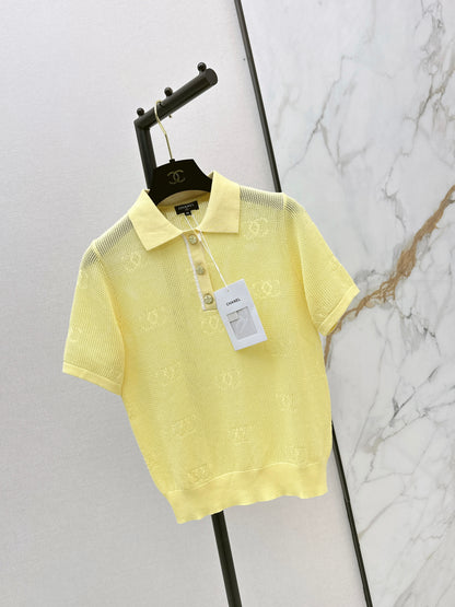 26ss Jacquard Logo Hollow Short Sleeve