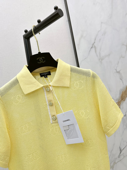 26ss Jacquard Logo Hollow Short Sleeve