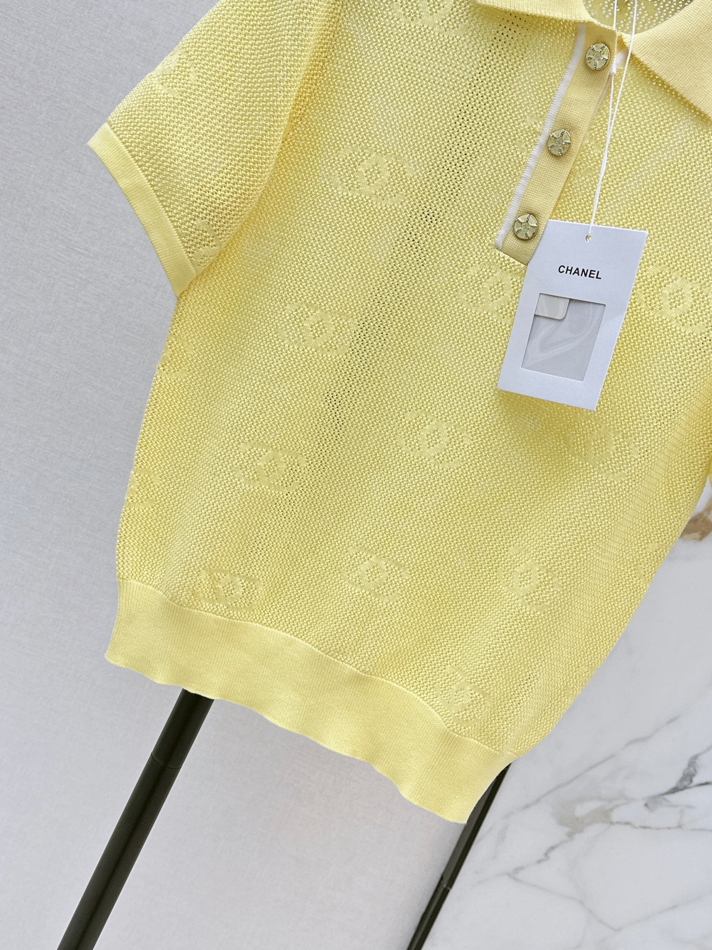 26ss Jacquard Logo Hollow Short Sleeve