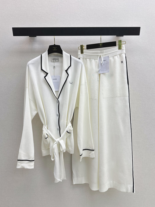 26ss Letter Embroidered Cardigan / Knitted Casual Pants