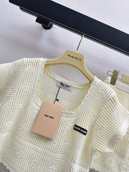 26ss U-neck Hollow Out Short Top / Skirt