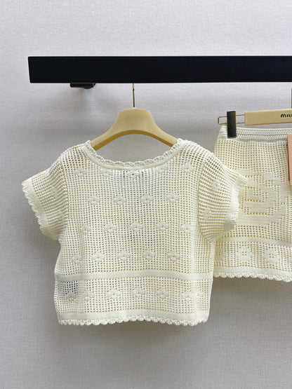 26ss U-neck Hollow Out Short Top / Skirt