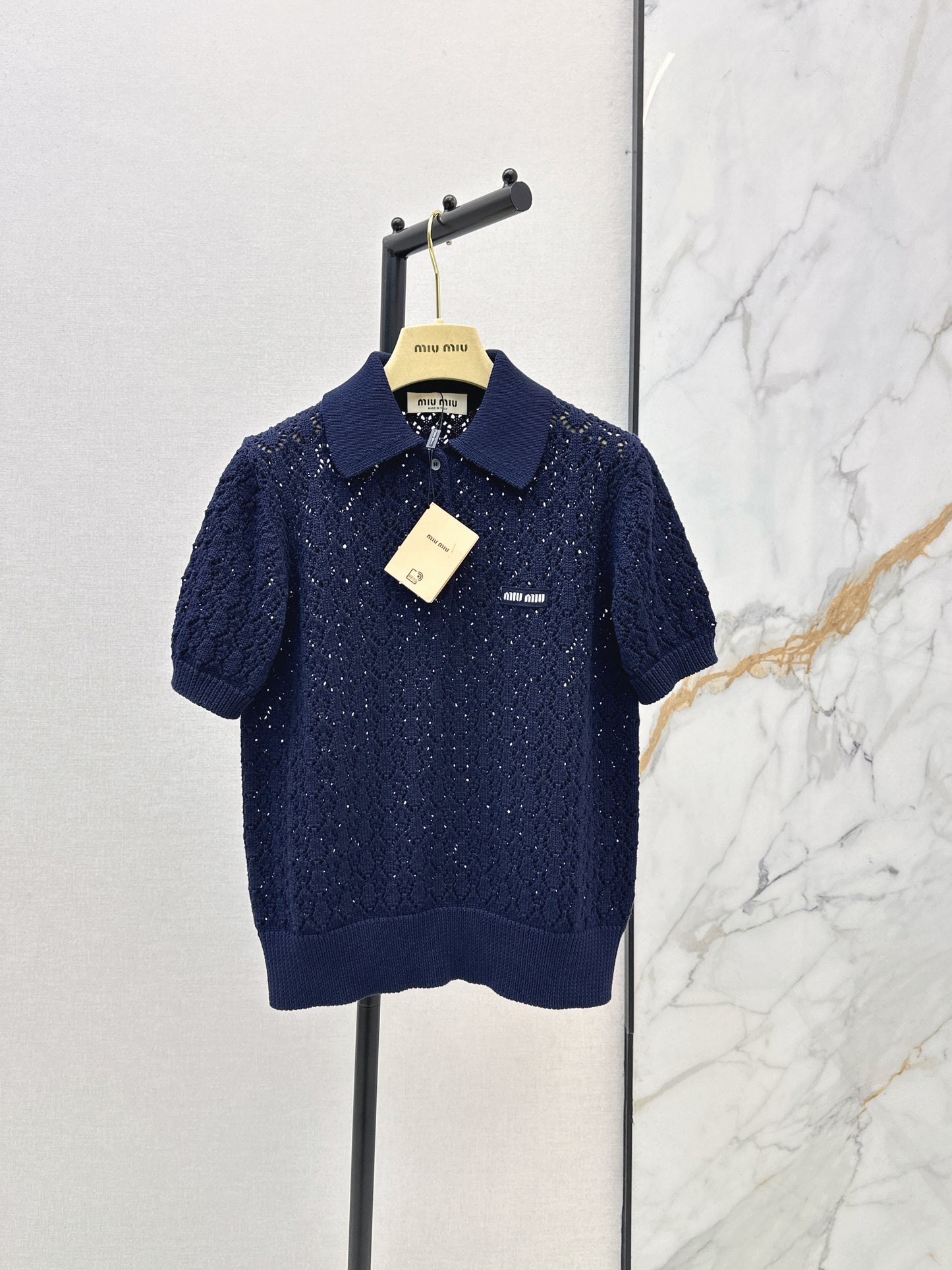 26ss Collared Hollow-Out T-Shirt