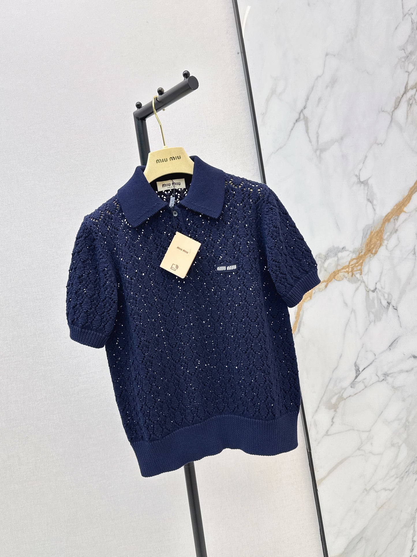 26ss Collared Hollow-Out T-Shirt