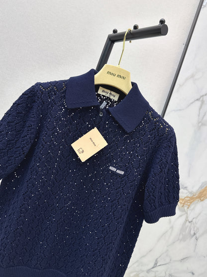 26ss Collared Hollow-Out T-Shirt