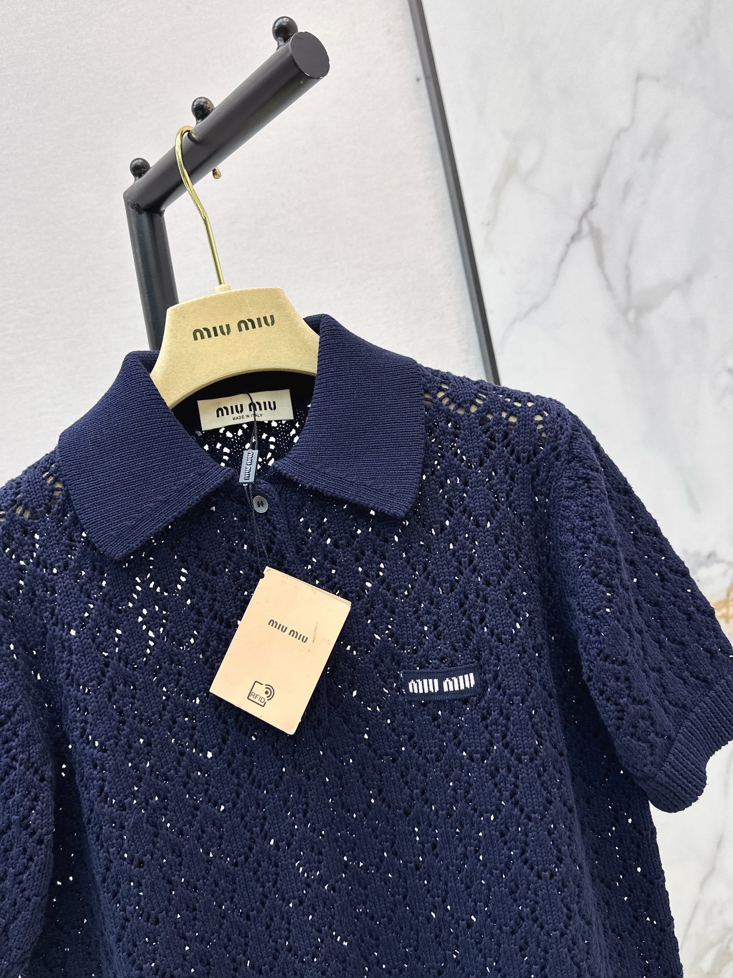 26ss Collared Hollow-Out T-Shirt
