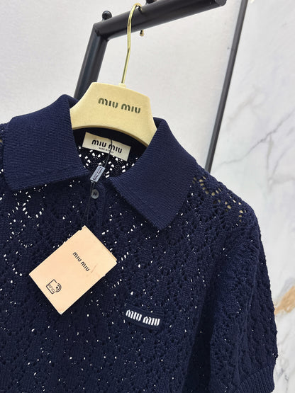 26ss Collared Hollow-Out T-Shirt