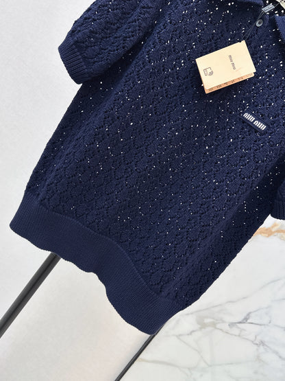 26ss Collared Hollow-Out T-Shirt