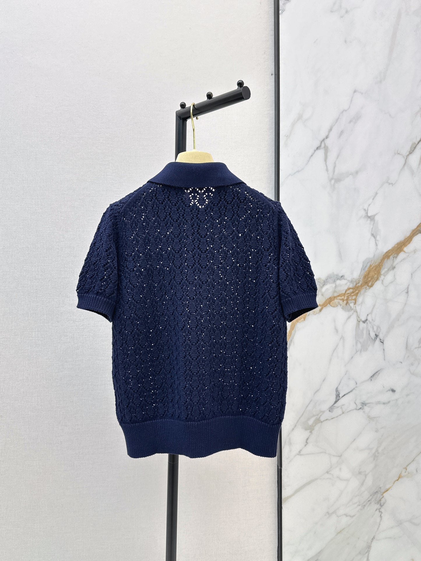 26ss Collared Hollow-Out T-Shirt
