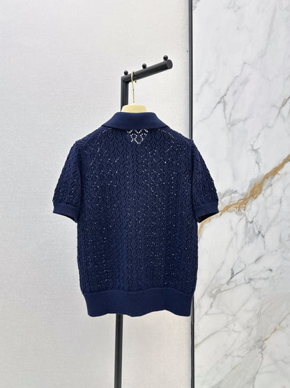 26ss Collared Hollow-Out T-Shirt