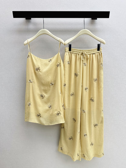 26ss Shallow V-neck Camisole / Straight-leg Wide Pants