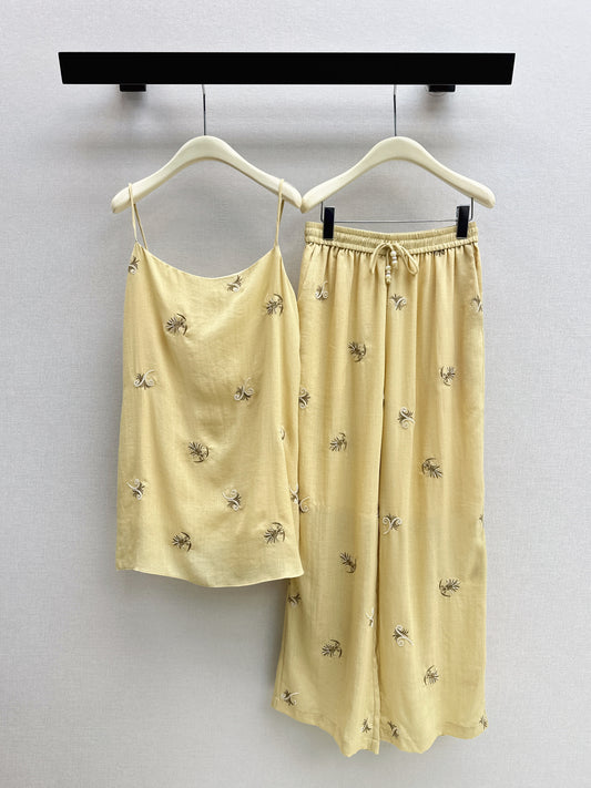 26ss Shallow V-neck Camisole / Straight-leg Wide Pants