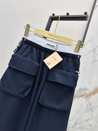 26ss Double-waisted wide-leg cargo pants