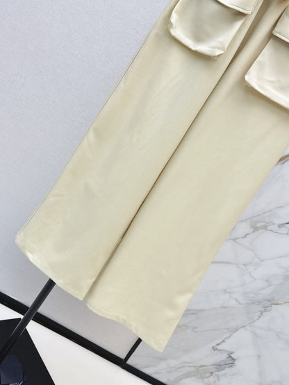 26ss Double-waisted wide-leg cargo pants
