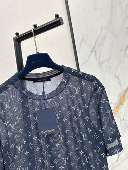 26ss Monogram Mesh Short-Sleeve Top