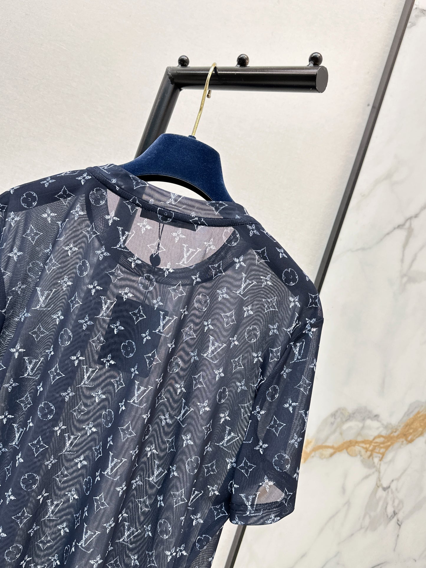 26ss Monogram Mesh Short-Sleeve Top
