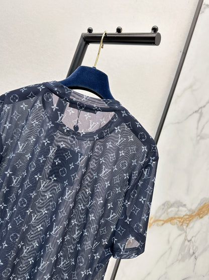 26ss Monogram Mesh Short-Sleeve Top