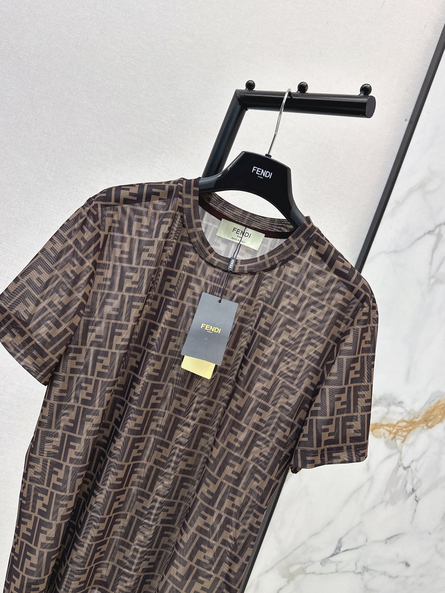 26ss Monogram Mesh Short-Sleeve Top
