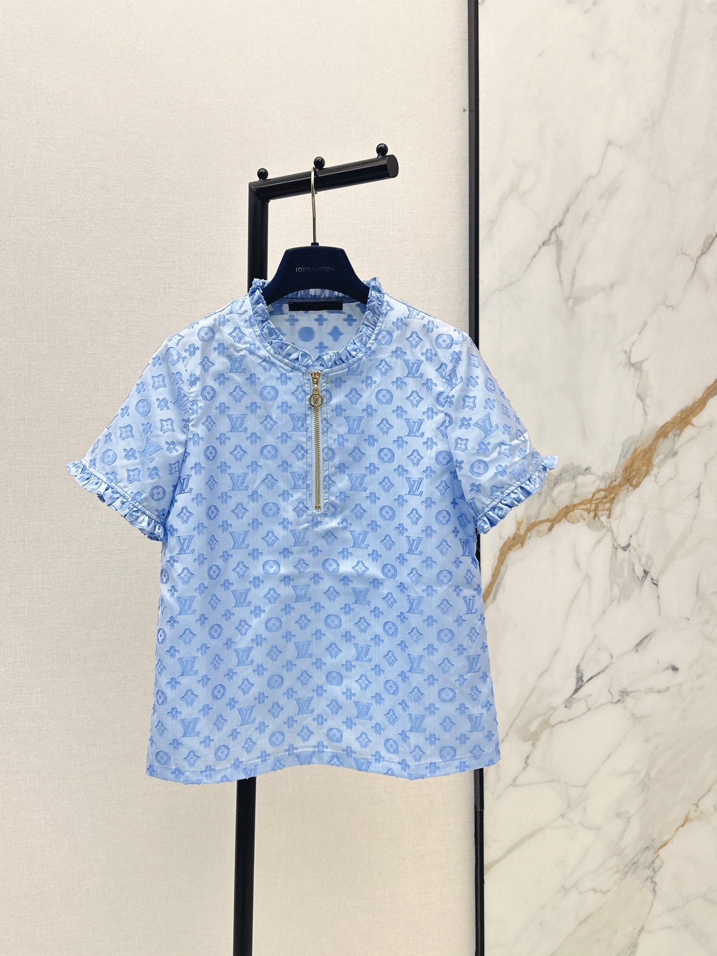 26ss Jacquard Stand Collar Top