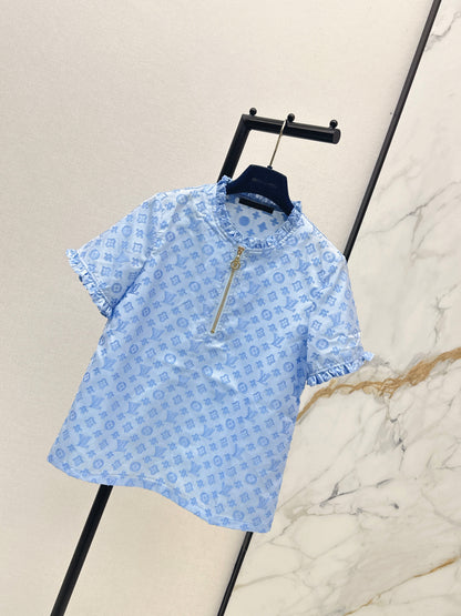 26ss Jacquard Stand Collar Top