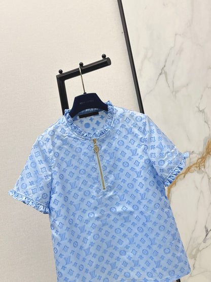 26ss Jacquard Stand Collar Top