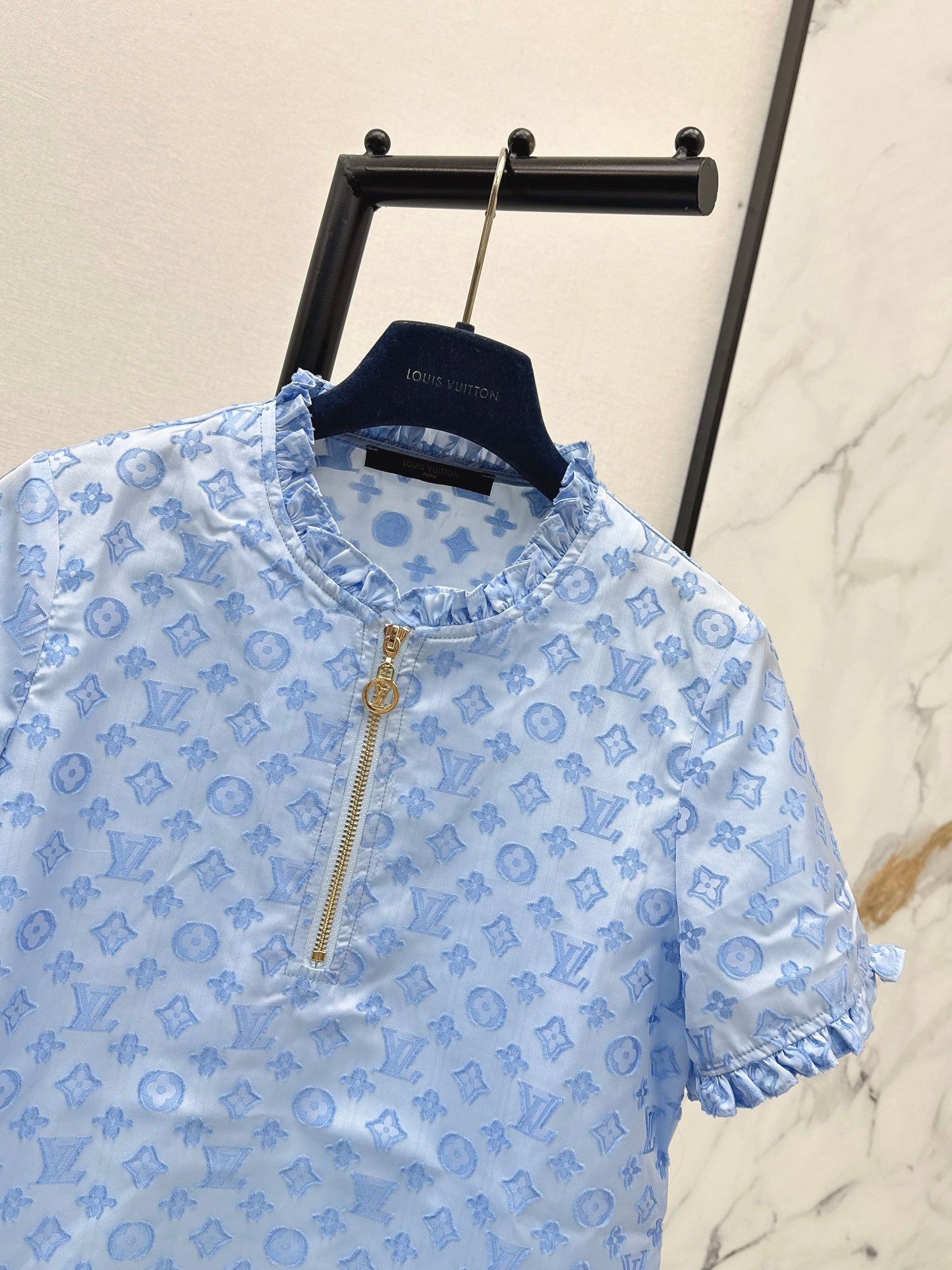 26ss Jacquard Stand Collar Top