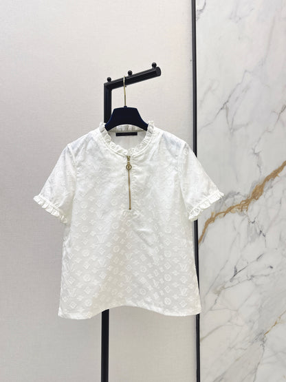 26ss Jacquard Stand Collar Top