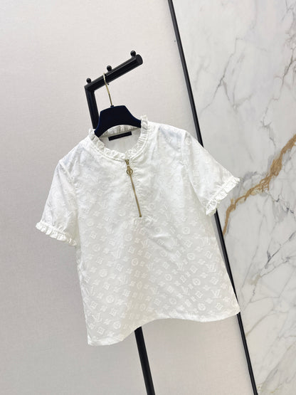 26ss Jacquard Stand Collar Top