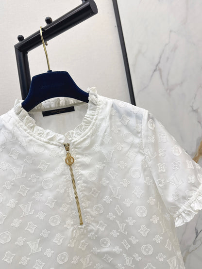 26ss Jacquard Stand Collar Top
