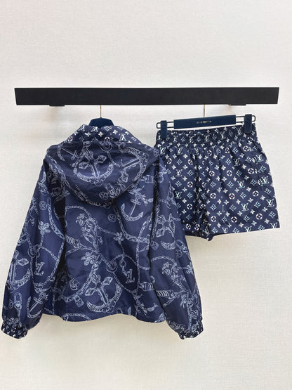 26ss Reversible Hoodie Jacket with Elastic Waist Shorts