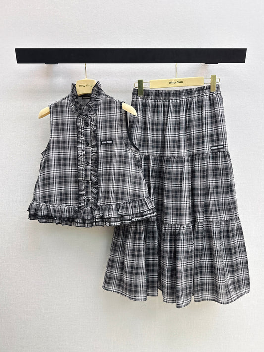 26ss Age-reducing Mu-style Outfit Plaid Suit