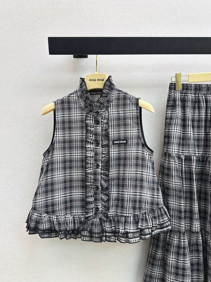 26ss Age-reducing Mu-style Outfit Plaid Suit