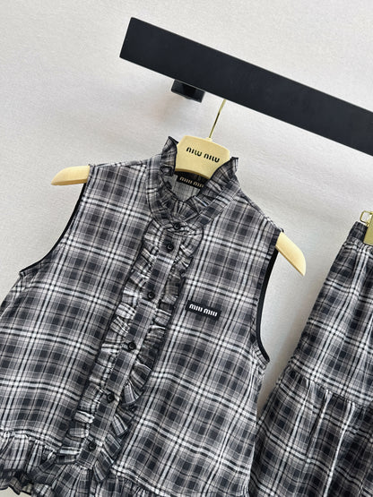 26ss Age-reducing Mu-style Outfit Plaid Suit