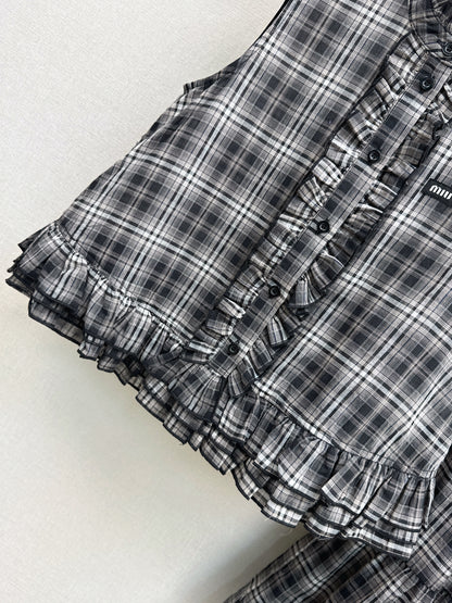 26ss Age-reducing Mu-style Outfit Plaid Suit