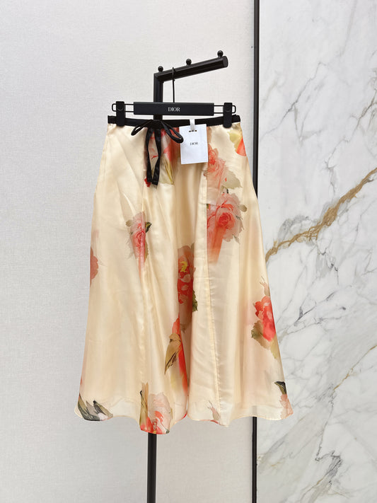26ss Floral Pattern Umbrella Skirt