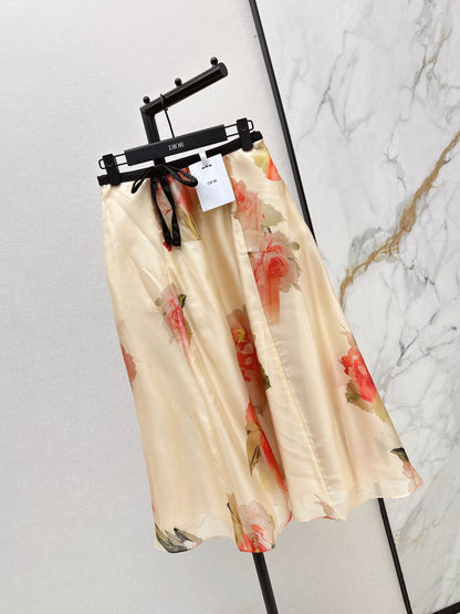 26ss Floral Pattern Umbrella Skirt