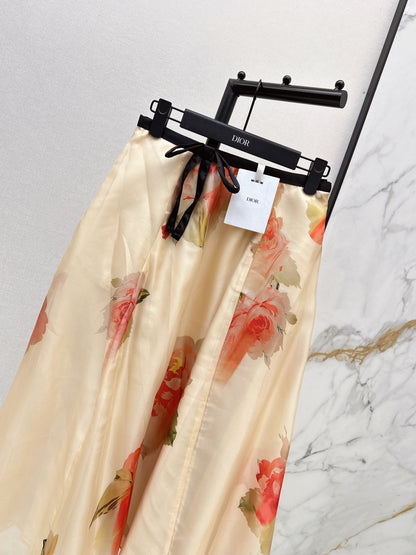 26ss Floral Pattern Umbrella Skirt